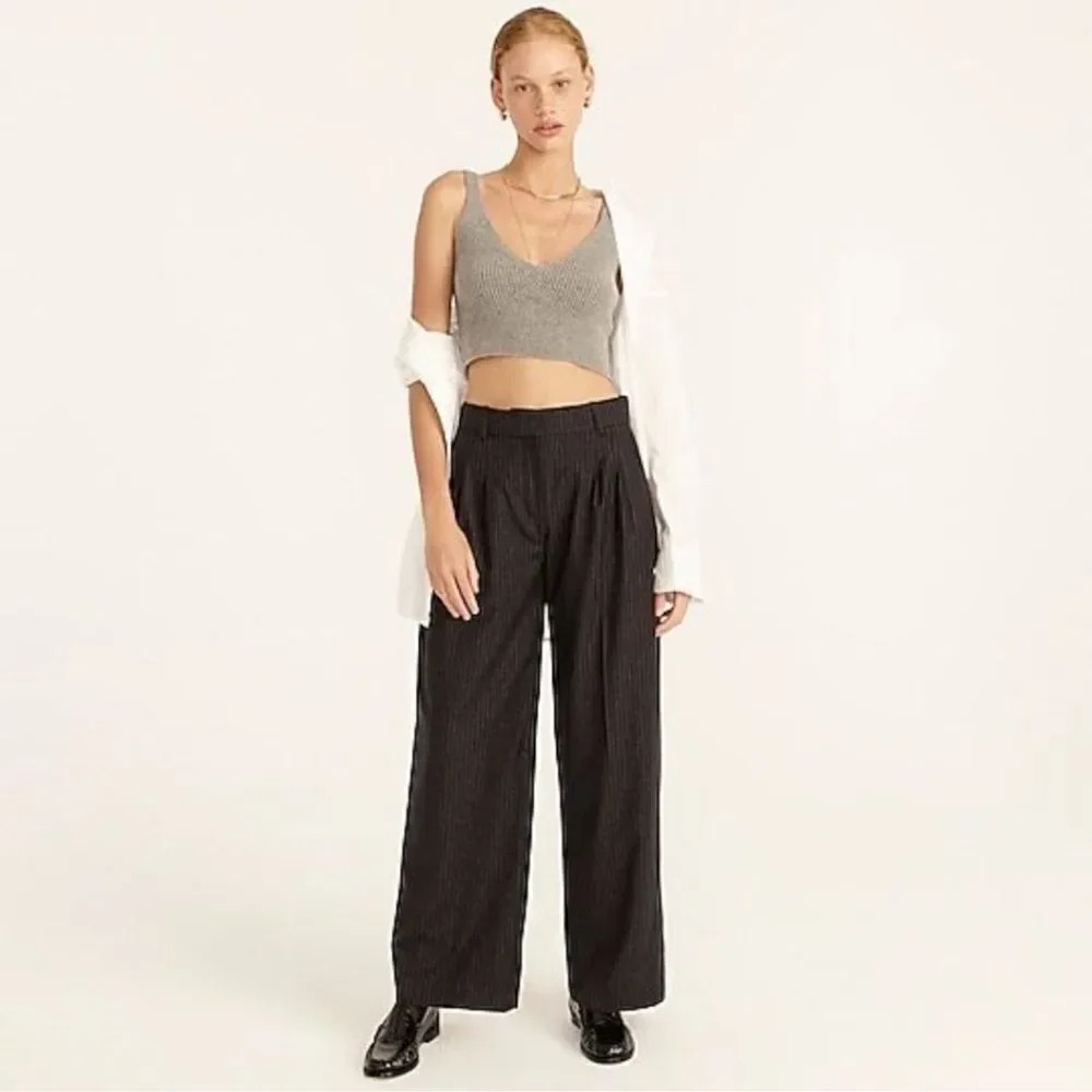 NEW j Crew Pleat-front pant in pinstripe Italian brushed wool